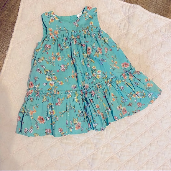 Baby Gap baby girls green floral dress with matching bloomers - Picture 3 of 8